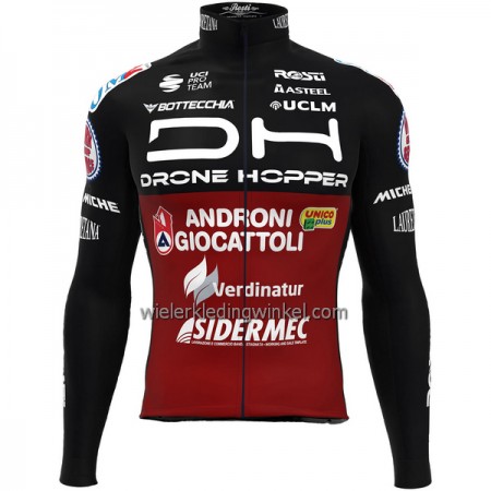 Wielershirt 2022 Androni Giocattoli Lange Mouw Rood Zwart